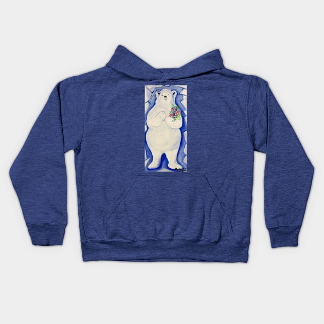 Polar Bear Kids Hoodie by Morey Art